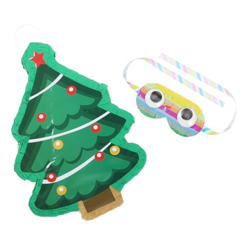 FRCOLOR Weihnachtliche Pinata mit Baumform und Augenmaske Bunte Partydekoration für Papierbasiert Leicht und Robust für Weihnachtsfeiern und Festliche Beschäftigung von FRCOLOR