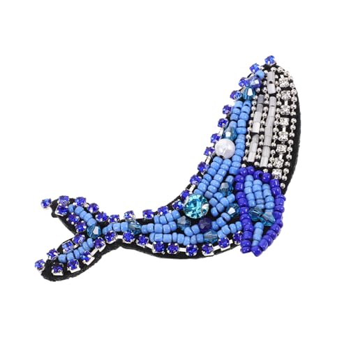 FRCOLOR Whale -stoffaufkleber Strass-applikation Süße Aufnäher Kostümdecke Niedlicher Cartoon-patch Tieraufnäher Für Bekleidung Cartoon-kleidungsapplikation Kleideraufnäher Perlen Blue von FRCOLOR