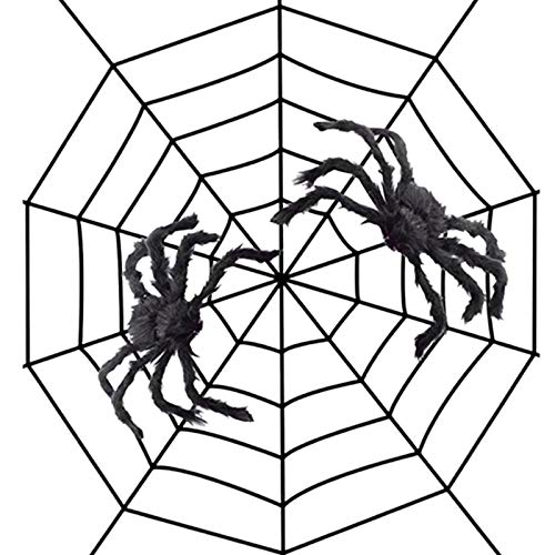 FREDY 1,5 Meter Halloween Spinnen Netz Spinnen Netz Terror Party Dekoration Bar Spuk Haus Halloween Simulation PlüSch Spinnen Anzug von FREDY