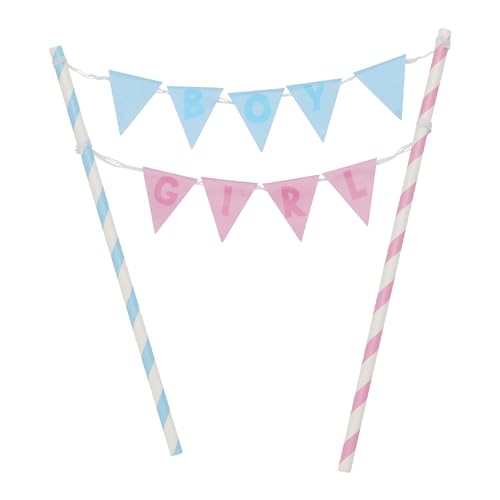 Cake Topper Boy Girl 22cm 1 Stück - Tortendeko Babyparty - Kuchendeko Tortenstecker Gender Reveal Party - Kuchenstecker - Weiß Blau Rosa von FREE & EASY