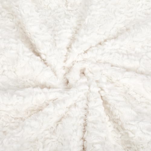 FREEBLOSS 1 Yard Bärenstoff Bouclé Stoff Pro Yard 63 Zoll Breit Weißer Gestrickter Plüschstoff Polyester Plüschstoff Mit Kleinen Locken Für Plüschmäntel Decken DIY Projekte von FREEBLOSS