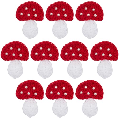 FREEBLOSS 10 Stück Gehäkelte Pilz Applikation, Handgefertigt, Gehäkelte Pilz Verzierungen, Pilz Aufnäher, Gehäkelte, Gestrickte, Handgefertigte Applikation Für Taschen, Hüte Oder Kunsthandwerk FREEBLOSS 10 Stück Gehäkelte Pilz Applikation, Handgefertigt, Gehäkelte Pilz Verzierungen, Pilz Aufnäher, Gehäkelte, Gestrickte, Handgefertigte Applikation Für Taschen, Hüte Oder Kunsthandwerk von FREEBLOSS