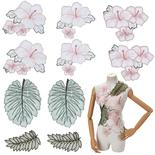 FREEBLOSS 10 Stück Organza Lotus Stickerei Spitzenapplikation 5 Stile Stickerei Blumenflecken Florale Reparaturapplikationen Aufnäher Für Hochzeitskleid Dekoration Spitzenapplikationen Verzierungen von FREEBLOSS