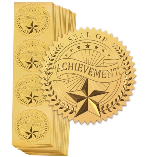 FREEBLOSS 100 Stück Geprägte Zertifikatssiegel Aus Goldfolie Goldfolienaufkleber Für Zertifikate „SEAL OF ACHIEVEMENT“ Goldene Umschlagsiegel Selbstklebender Aufkleber 5cm FREEBLOSS 100 Stück Geprägte Zertifikatssiegel Aus Goldfolie Goldfolienaufkleber Für Zertifikate „SEAL OF ACHIEVEMENT“ Goldene Umschlagsiegel Selbstklebender Aufkleber 5cm von FREEBLOSS