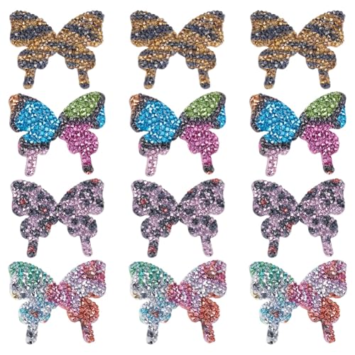 FREEBLOSS 12 Stück Strass Aufnäher Zum Aufbügeln Selbstklebende Schmetterlings Stickerei Applikation Dekorative Aufnäher Zum Aufnähen Für Kleidungshandwerk von FREEBLOSS