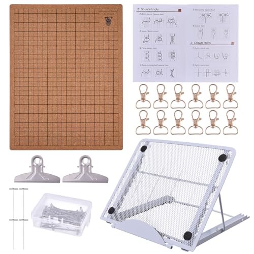 FREEBLOSS 12'' x 16'' Makramee Bretter Und 100 Stecknadeln Mit Verstellbarem Ständer Webwerkzeug Zubehör Makramee Projektbrett Makramee Werkzeuge Zum Flechten von Kordeln Und Armbändern von FREEBLOSS