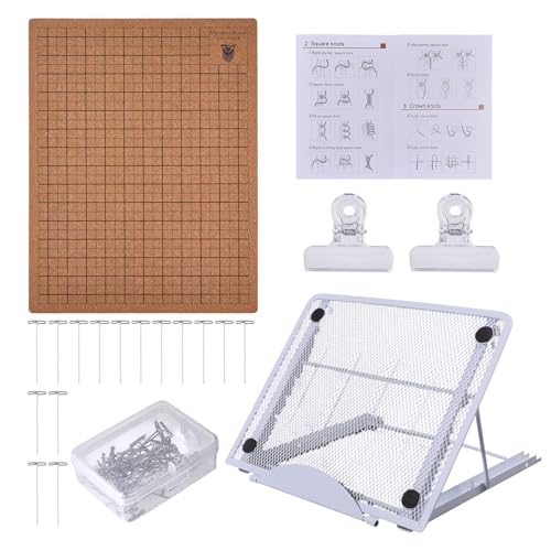 FREEBLOSS 12x16'' Makramee Brett Set Mit Stecknadeln Clips Und Verstellbarem Metallständer Holz Projektbrett Zum Flechten von Makramee Zubehör Für Erwachsene Und Anfänger von FREEBLOSS