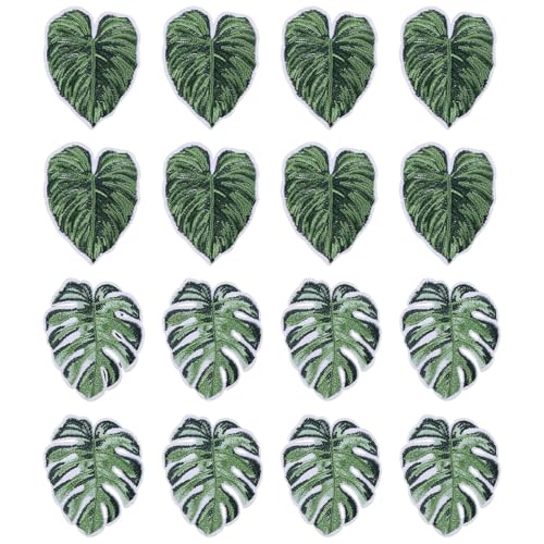 FREEBLOSS 16 Stück Bestickte Applikationen Zum Aufnähen Blätter Patches Wunderschöner Monstera Blatt Patch Für Kleidung Jeans Jacken DIY Dekoration 1.9"~2.4" von FREEBLOSS