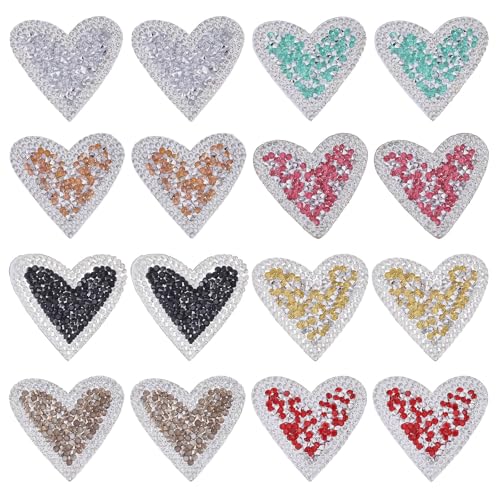 FREEBLOSS 16 Stück Herz-Strass-Flicken zum Aufbügeln, Strass-Herzform, Applikation, Kristall, selbstklebender Flicken für Kleidung, Taschen, Hosen, Hüte, Dekoration, gemischte Farben, 4,6 x 4,8 cm FREEBLOSS 16 Stück Herz-Strass-Flicken zum Aufbügeln, Strass-Herzform, Applikation, Kristall, selbstklebender Flicken für Kleidung, Taschen, Hosen, Hüte, Dekoration, gemischte Farben, 4,6 x 4,8 cm von FREEBLOSS