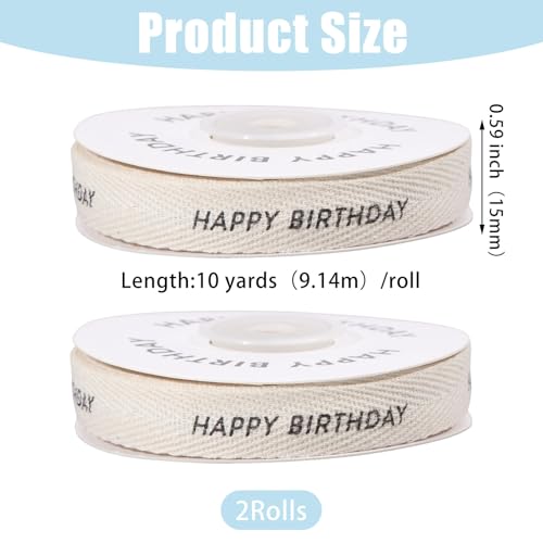 FREEBLOSS 2 Stück 20 Yards Happy Birthday Baumwollband Cremeweiß Gurtbandrolle Zum Verpacken von Geburtstagsgeschenken Heimdekoration DIY Basteln 0.6" breit FREEBLOSS 2 Stück 20 Yards Happy Birthday Baumwollband Cremeweiß Gurtbandrolle Zum Verpacken von Geburtstagsgeschenken Heimdekoration DIY Basteln 0.6" breit von FREEBLOSS