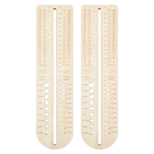 FREEBLOSS 2 Stück Holzstrick-Sockenlineal, Nadellineal, Nadelmaß, Messlineal, Holzsockenblocker, Holzsockenstrickwerkzeuge, Sockenlineal Zum Stricken von FREEBLOSS