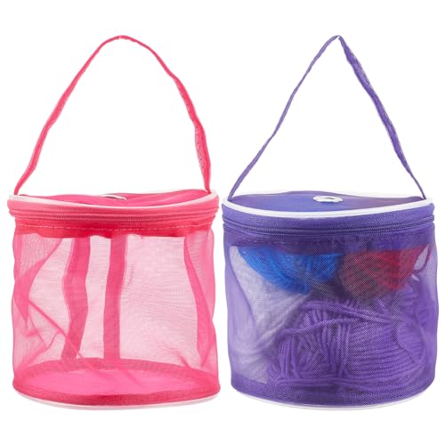 FREEBLOSS 2 Stück Netzhalter, Garnaufbewahrung, Organizer, Netz, Mini-Garntrommelbehälter, Leere Garnaufbewahrungstaschen, Transparenter Garnhalter Zum Tragen von Häkelnadeln, Nähzubehör von FREEBLOSS