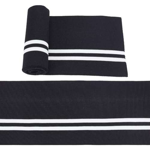 FREEBLOSS 2 Stück Schwarzer Elastischer Rippenstoff Für Ausschnitt Und Kragenbesatzmanschetten Dehnbarer Polyester Strickstoff Für Jacken Pullover Manschetten 1.3 Yard Nähen Und DIY Bekleidung von FREEBLOSS