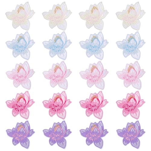 FREEBLOSS 20 Stück Blumen bestickte Flicken Lotusapplikationen zum Aufbügeln für Rucksäcke, bestickte Applikationen für Kleidung FREEBLOSS 20 Stück Blumen bestickte Flicken Lotusapplikationen zum Aufbügeln für Rucksäcke, bestickte Applikationen für Kleidung von FREEBLOSS