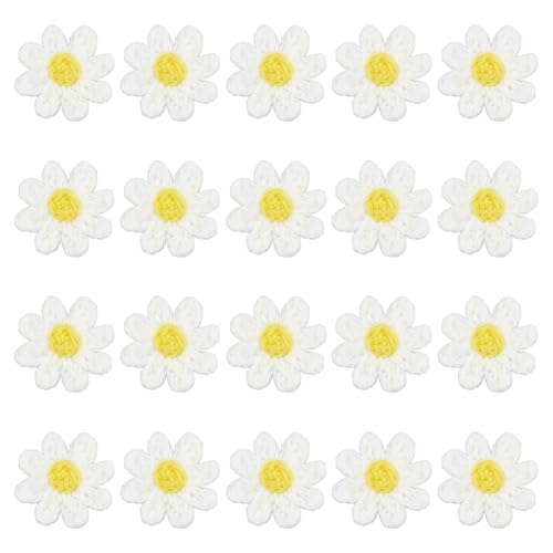 FREEBLOSS 20 Stück gehäkelte Gänseblümchen-Applikation, gehäkelte Blumen-Applikation, handgefertigte Blumenverzierungen, zum Aufnähen, gestrickt, handgefertigte Applikationen für Kleidung oder FREEBLOSS 20 Stück gehäkelte Gänseblümchen-Applikation, gehäkelte Blumen-Applikation, handgefertigte Blumenverzierungen, zum Aufnähen, gestrickt, handgefertigte Applikationen für Kleidung oder von FREEBLOSS