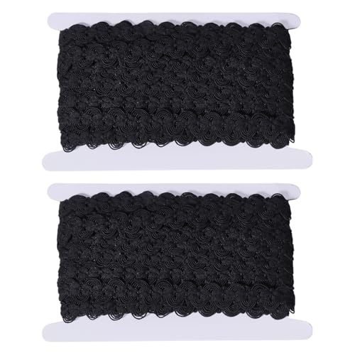 FREEBLOSS 20 Yards doppelt gewellte Gimpenborte schwarz gewebte Borte für Dekoration Handwerk von FREEBLOSS