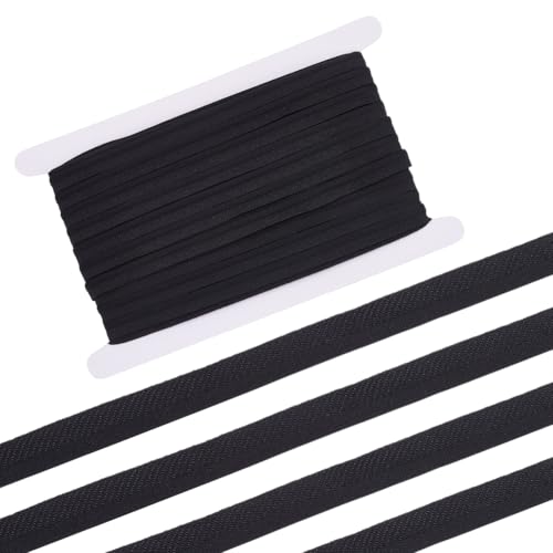FREEBLOSS 22 Yards Schwarzes Elastisches Paspelschrägband Paspelbesatz Mit Kederschnur Schrägband Nahtband Zum Nähen 0.4'' breites Nähschrägband von FREEBLOSS