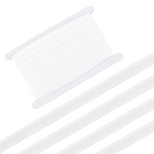 FREEBLOSS 22 Yards Weißes Elastisches Paspelschrägband Paspelbesatz Mit Kederschnur Schrägband Nahtband Zum Nähen 0.4'' breites Nähschrägband von FREEBLOSS
