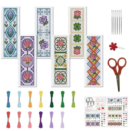 FREEBLOSS 22 x 8 cm, 6er Set Blumen Kreuzstich Lesezeichen Sets, Karierte Blumen Kreuzstichmuster, DIY Lesezeichen, Kreuzstich Sets, Gestempelte Stick Lesezeichen Sets, Gezählte Kreuzstich Sets FREEBLOSS 22 x 8 cm, 6er Set Blumen Kreuzstich Lesezeichen Sets, Karierte Blumen Kreuzstichmuster, DIY Lesezeichen, Kreuzstich Sets, Gestempelte Stick Lesezeichen Sets, Gezählte Kreuzstich Sets von FREEBLOSS