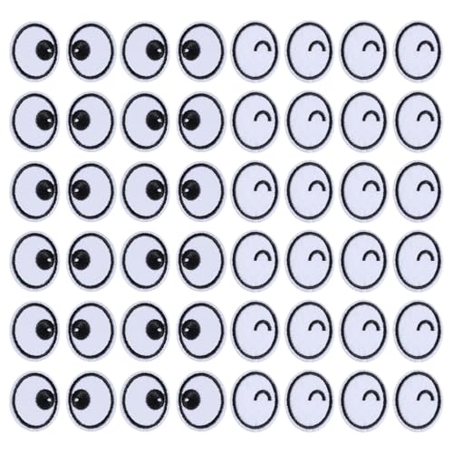 FREEBLOSS 24 Stück Augenaufnäher Stickmuster Aufnäher Aufbügler 2 Stile Bestickte Aufnäher Augen Cartoon Augen Applikation Kostüm Zubehör Für Kleidung von FREEBLOSS