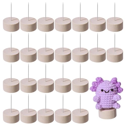 FREEBLOSS 24 Stück Puppenhalter Mit Einzelnadel Aus Stahl Ständer Für Häkelpuppen Nadelfilz Puppenständer Mit Holzsockel Für Häkelpuppen Filz Tierpuppen 1.18(1) cm von FREEBLOSS