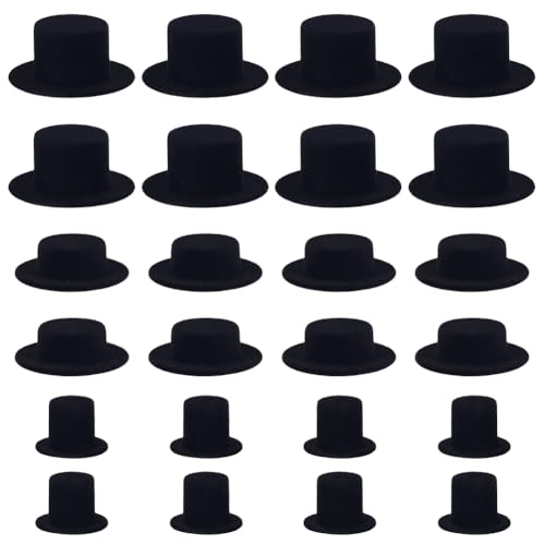 FREEBLOSS 24 Stück Schwarze Mini Formhüte Schwarze Zylinder Aus Filz Mini Hüte Zum Basteln Schneemannmütze Puppenhüte Puppenherstellungszubehör von FREEBLOSS