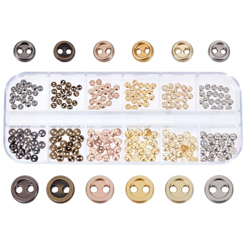FREEBLOSS 240 Stück Mini-Metallknöpfe, 3 mm, 4 mm, Vintage-Nähknöpfe, Mischknöpfe für Bastelarbeiten, antike Knöpfe von FREEBLOSS