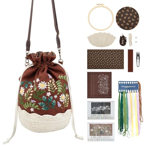 FREEBLOSS 27x14cm Stickerei Eimer Tasche Blumen Stickerei Set mit Anleitung Baumwoll Stickerei Starterset für Anfänger und Erwachsene FREEBLOSS 27x14cm Stickerei Eimer Tasche Blumen Stickerei Set mit Anleitung Baumwoll Stickerei Starterset für Anfänger und Erwachsene von FREEBLOSS