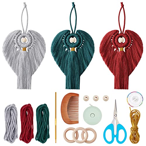 FREEBLOSS 3 Set DIY Makramee Engel Kit Makramee Set Anfänger Hängende Ornament Boho Makramee Wandbehang Dekor Makramee Set Mit Anleitung für Mama Frauen von FREEBLOSS