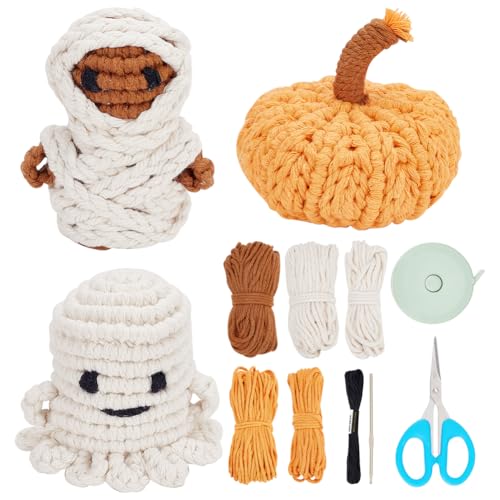 FREEBLOSS 3 Set DIY Makramee Halloween Set, Makramee Kürbis, Gruselige Und Mumien Makramee Sets Für Erwachsene, Makramee Starter Set Mit Video Tutorials, Makramee Halloween Dekor Für Schlafzimmer FREEBLOSS 3 Set DIY Makramee Halloween Set, Makramee Kürbis, Gruselige Und Mumien Makramee Sets Für Erwachsene, Makramee Starter Set Mit Video Tutorials, Makramee Halloween Dekor Für Schlafzimmer von FREEBLOSS