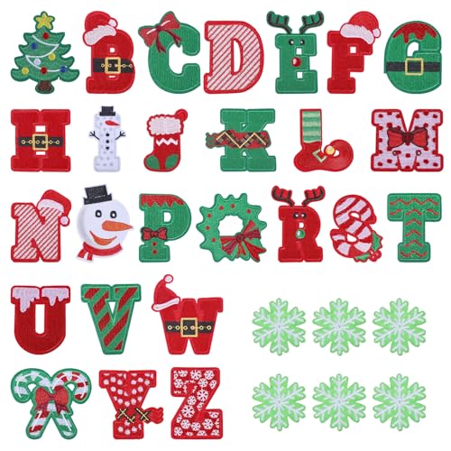 FREEBLOSS 32 Stück Weihnachts-Bügelbilder, kreative A-Z, Alphabet, bestickte Flicken, Stickapplikation für Kleidung, Jacken FREEBLOSS 32 Stück Weihnachts-Bügelbilder, kreative A-Z, Alphabet, bestickte Flicken, Stickapplikation für Kleidung, Jacken von FREEBLOSS