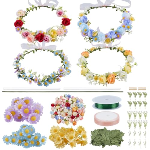 FREEBLOSS 4 Set DIY Blumenkronen Kit Kranz Stirnbänder und Armbänder für Hochzeit Braut Blumenkrone Girlande Kit Haarschmuck Machen Sie Ihren eigenen Blumenkranz Krone FREEBLOSS 4 Set DIY Blumenkronen Kit Kranz Stirnbänder und Armbänder für Hochzeit Braut Blumenkrone Girlande Kit Haarschmuck Machen Sie Ihren eigenen Blumenkranz Krone von FREEBLOSS