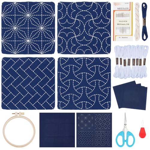 FREEBLOSS 4 Set DIY Sashiko Untersetzer Mit Anleitung Vorgedrucktes Sashiko Set Für Anfänger Übungs Stickset FREEBLOSS 4 Set DIY Sashiko Untersetzer Mit Anleitung Vorgedrucktes Sashiko Set Für Anfänger Übungs Stickset von FREEBLOSS