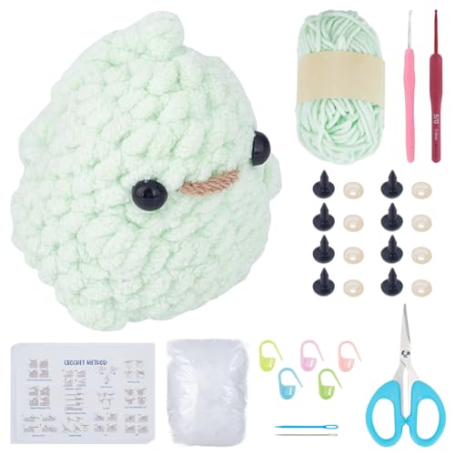 FREEBLOSS 4 Set Dinosaurier Häkelset für Anfänger Häkeln Tier Kit mit Video Tutorial Häkelpuppe Flauschige Garne Handarbeiten für Erwachsene Anfänger Enthusiasten von FREEBLOSS