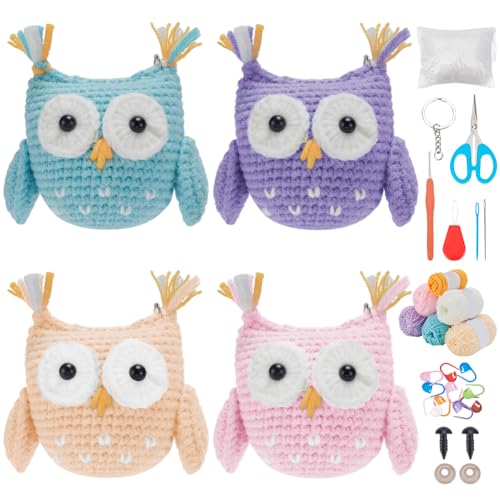 FREEBLOSS 4 Set Häkelset Für Anfänger Häkelset Für Schlüsselanhänger Mit Eulenmotiv Häkelset Für Tiere Mit Häkelnadeln Garn Schritt Für Schritt Video Tutorials Häkel Starter Kit Basteln FREEBLOSS 4 Set Häkelset Für Anfänger Häkelset Für Schlüsselanhänger Mit Eulenmotiv Häkelset Für Tiere Mit Häkelnadeln Garn Schritt Für Schritt Video Tutorials Häkel Starter Kit Basteln von FREEBLOSS