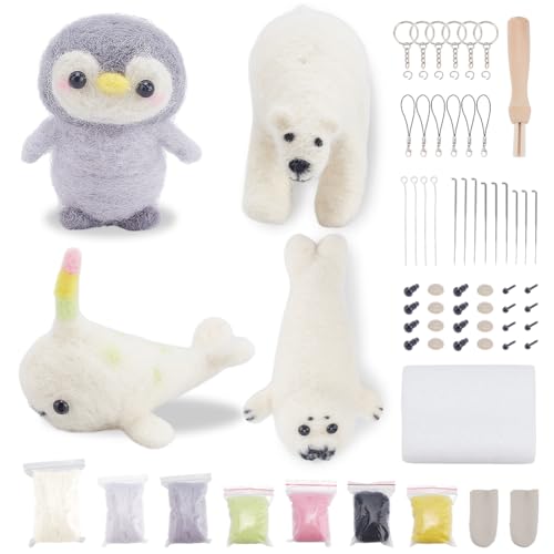 FREEBLOSS 4 Set Nadelfilzset Polar Tiere Nadelfilz Schlüsselanhänger Set Nadelfilz Bastelprojekt Mit Anleitung Filz Sets Für Anfänger Filz Pinguine Eisbär Filzen FREEBLOSS 4 Set Nadelfilzset Polar Tiere Nadelfilz Schlüsselanhänger Set Nadelfilz Bastelprojekt Mit Anleitung Filz Sets Für Anfänger Filz Pinguine Eisbär Filzen von FREEBLOSS