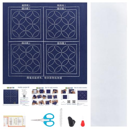 FREEBLOSS 4 Set Sashiko Untersetzer, Sashiko Set Mit Komplettem Sashiko Zubehör, Stick Übungsset, Sashiko Faden Und Nadeln, Handnähset Für Erwachsene, Anfänger, Anleitung Enthalten FREEBLOSS 4 Set Sashiko Untersetzer, Sashiko Set Mit Komplettem Sashiko Zubehör, Stick Übungsset, Sashiko Faden Und Nadeln, Handnähset Für Erwachsene, Anfänger, Anleitung Enthalten von FREEBLOSS