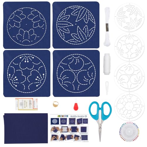 FREEBLOSS 4 Set Sashiko Untersetzer Set, Sashiko Stickset, Untersetzer Mit Japanischem Muster Und 4 verschiedenen Vorlagen, Handnähset, DIY Untersetzer Sashiko Set Für Anfänger Und Erwachsene FREEBLOSS 4 Set Sashiko Untersetzer Set, Sashiko Stickset, Untersetzer Mit Japanischem Muster Und 4 verschiedenen Vorlagen, Handnähset, DIY Untersetzer Sashiko Set Für Anfänger Und Erwachsene von FREEBLOSS