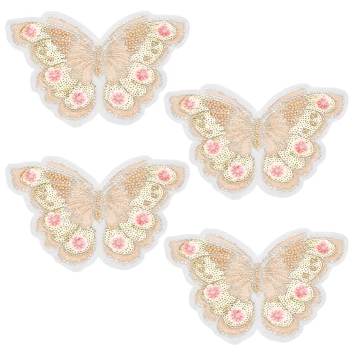 FREEBLOSS 4 Stück Pailletten Schmetterlings Aufnäher Zum Aufnähen Mit Pailletten Perlen Stickereien Zum Verzieren von Kleidern Hochzeitsbasteleien von FREEBLOSS