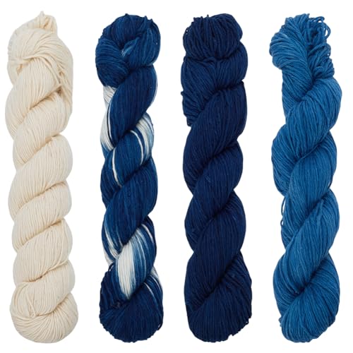 FREEBLOSS 4 Stück Sashiko Garn 100 m X 4 Farben Baumwoll Stickgarn 3 Strängige Blaue Stickfäden Japanisches Quilt Und Nähgarn Für Sashiko Kit Zubehör von FREEBLOSS