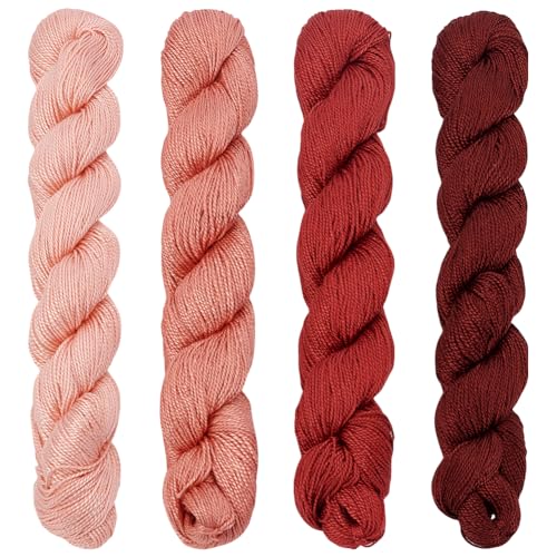 FREEBLOSS 4 Stück Sashiko Garn Sashiko Strang 100 m X 4 Farben (Rot) Baumwoll Stickgarn Japanisches Quilt Und Stick Sashiko Set Nähgarn von FREEBLOSS