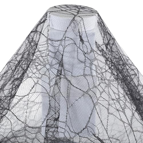 FREEBLOSS 4 Yards 150 cm Spitzenstoff Spinnennetz Stoff DIY Netz Spinnennetze zum Nähen, Basteln, Halloween-Dekorationen, Schwarz von FREEBLOSS