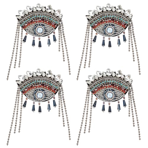 FREEBLOSS 4 x Böser Blick, Schulterklappe, Schulterquasten, Applikation, Strass-Applikation für Männer und Frauen, Strass-Aufnäher für Kleidung, Uniform-Accessoires von FREEBLOSS
