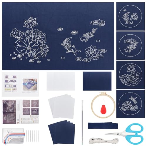 FREEBLOSS 5 Set DIY Sashiko-Set, Sashiko-Teematte Und Untersetzer, Stickset Für Anfänger Für Erwachsene, Sashiko-Zubehör Mit Faden Und Nadeln, Handnähset Für Erwachsene, Geschenk FREEBLOSS 5 Set DIY Sashiko-Set, Sashiko-Teematte Und Untersetzer, Stickset Für Anfänger Für Erwachsene, Sashiko-Zubehör Mit Faden Und Nadeln, Handnähset Für Erwachsene, Geschenk von FREEBLOSS