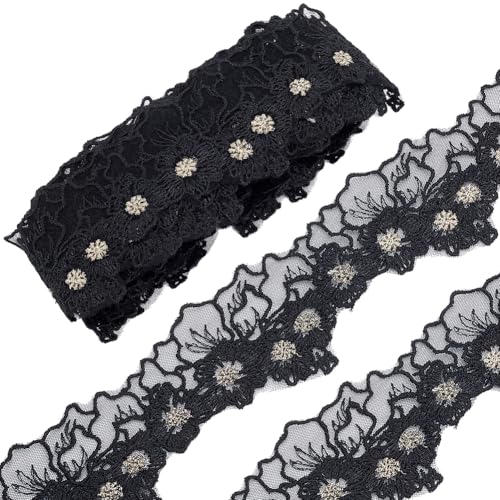FREEBLOSS 5 Yards Spitzenbesatz Mit Blumenstickerei DIY Spitzenbesatzband Wasserlösliches Spitzenbesatzband Dekorativer Besatz Zum Nähen Spitzenband Zur Verzierung von Hochzeitskleidern Schwarz FREEBLOSS 5 Yards Spitzenbesatz Mit Blumenstickerei DIY Spitzenbesatzband Wasserlösliches Spitzenbesatzband Dekorativer Besatz Zum Nähen Spitzenband Zur Verzierung von Hochzeitskleidern Schwarz von FREEBLOSS