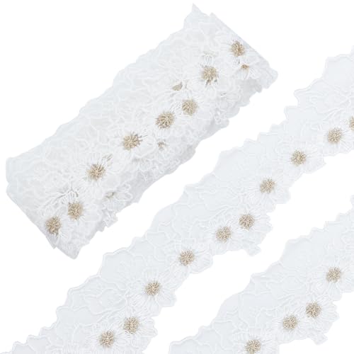FREEBLOSS 5 Yards Spitzenbesatz Mit Blumenstickerei DIY Spitzenbesatzband Wasserlösliches Spitzenbesatzband Dekorativer Besatz Zum Nähen Spitzenband Zur Verzierung von Hochzeitskleidern Weiß FREEBLOSS 5 Yards Spitzenbesatz Mit Blumenstickerei DIY Spitzenbesatzband Wasserlösliches Spitzenbesatzband Dekorativer Besatz Zum Nähen Spitzenband Zur Verzierung von Hochzeitskleidern Weiß von FREEBLOSS