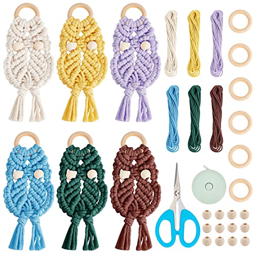 FREEBLOSS 6 Set DIY Makramee Eule Kit Makramee Eule Wandbehang Ornament Boho Makramee Wandbehang Dekor Makramee DIY Kit Geschenk für Mama Mädchen von FREEBLOSS