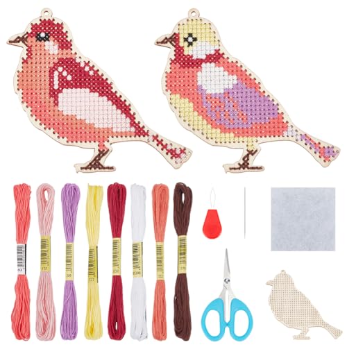 FREEBLOSS 6 Set Holz Kreuzstich Set Kreuzstich Set aus Holz Wooden Cross Stitch Kits Perlen Kreuzstich Bausatz Kreuzstich Basteln und Nähen für Anfänger von FREEBLOSS