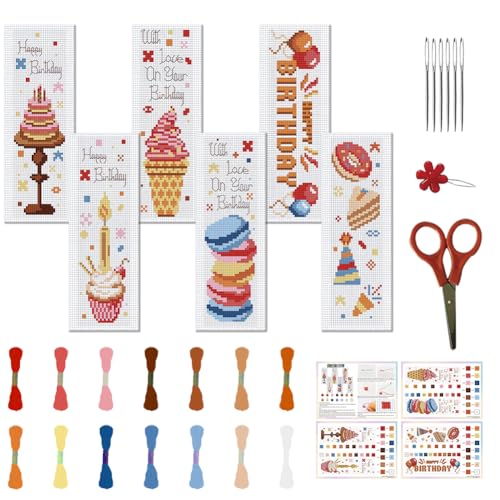 FREEBLOSS Kreuzstich Lesezeichen Set Mit Geburtstagstorte Dessert Mustern, Gestempeltes Stickset Mit Anleitung, DIY Lesezeichen Für Geschenk Für Erwachsene 8''X2.4'' FREEBLOSS Kreuzstich Lesezeichen Set Mit Geburtstagstorte Dessert Mustern, Gestempeltes Stickset Mit Anleitung, DIY Lesezeichen Für Geschenk Für Erwachsene 8''X2.4'' von FREEBLOSS