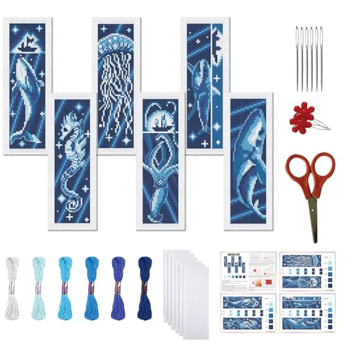 FREEBLOSS 6 Set Kreuzstich Lesezeichen Set Gestempeltes Cross Stitch Kit Stickset Mit Tiefseetieren Mit Anleitung Für Erwachsene 6x20cm FREEBLOSS 6 Set Kreuzstich Lesezeichen Set Gestempeltes Cross Stitch Kit Stickset Mit Tiefseetieren Mit Anleitung Für Erwachsene 6x20cm von FREEBLOSS